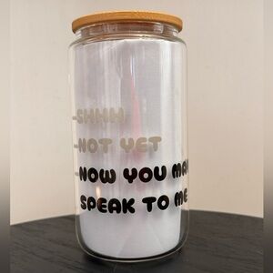 Clear Glass Jar with Playful Text